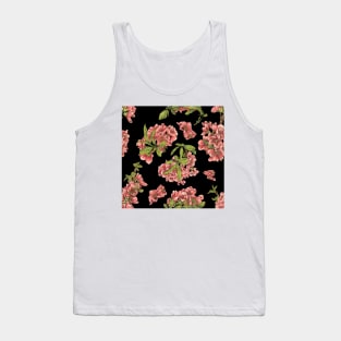 Watercolor quince branch on black Tank Top